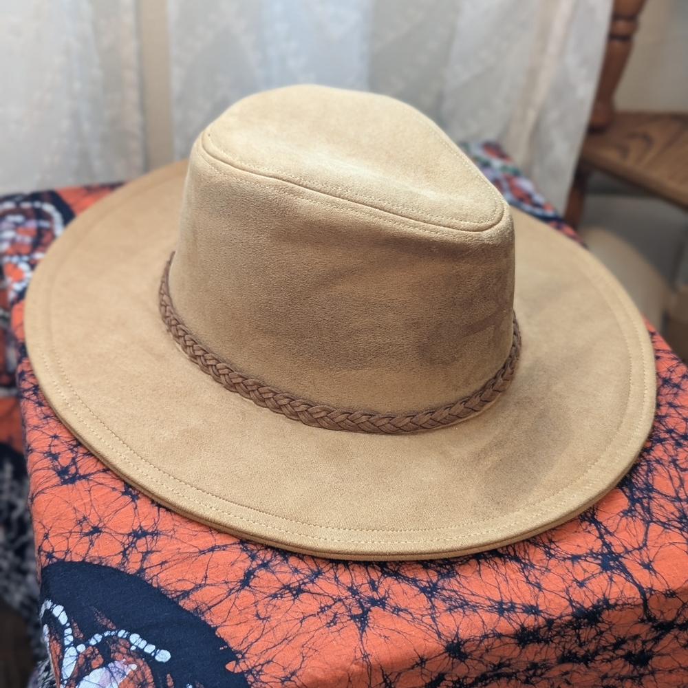 World Market Boho Western Festival Faux Suede Hat - Picture 2 of 8